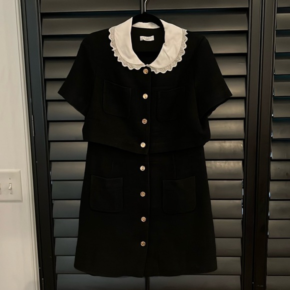 AMAZING! ‘SANDRO Paris’ Peter Pan Collar Black Tweed Dress! Size 42! - Picture 5 of 16